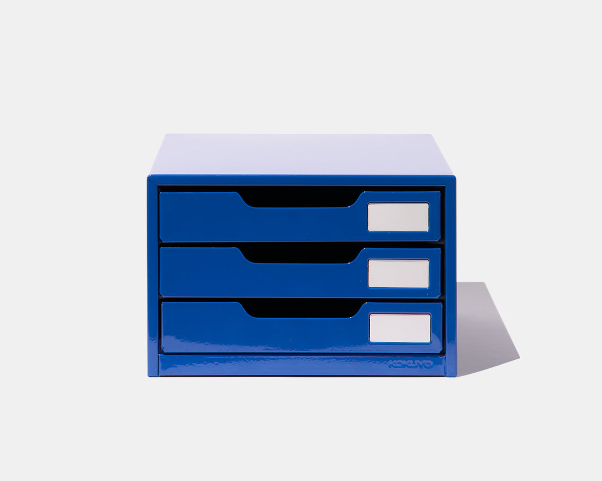 レターケースA4 3段 ブルー